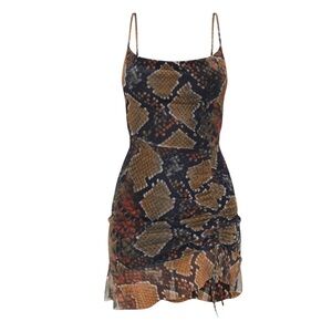Bodycon mesh snakeprint dress